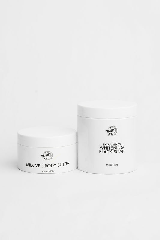 MILK VEIL BODY BUTTER COMBO ( recommended for dry, dehydrated, flaky rough skin type)