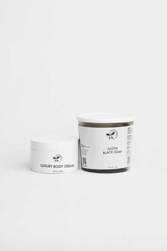 LUXURY BODY CREAM $ NATURAL GLOW BLACK SOAP